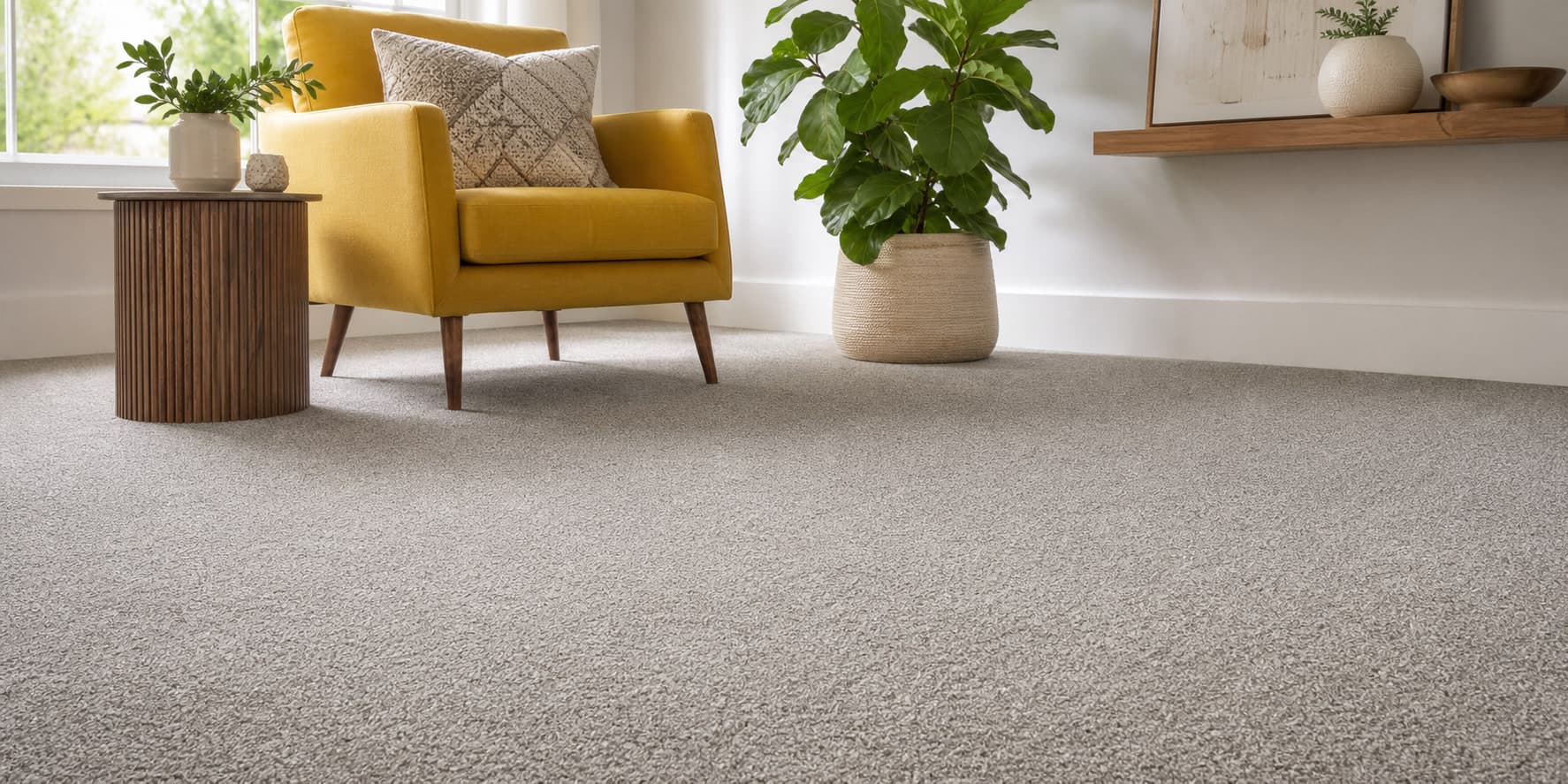 Sitting room with neutral carpet flooring